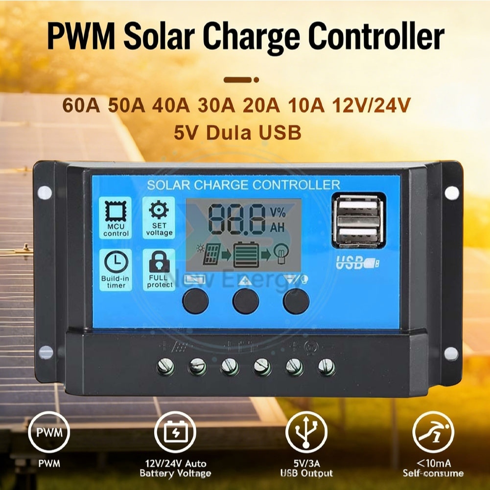 Bộ điều khiển sạc năng lượng mặt trời 10A / 30A, Bộ điều chỉnh điện áp sạc pin 12 / 24V, có màn hình