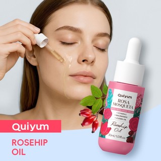 Dầu hoa hồng ép lạnh QUIYUM 30ml- Dầu khô đa năng cho da mặt, da, tóc & móng tay, giàu Vitamin E & dầu Jojoba