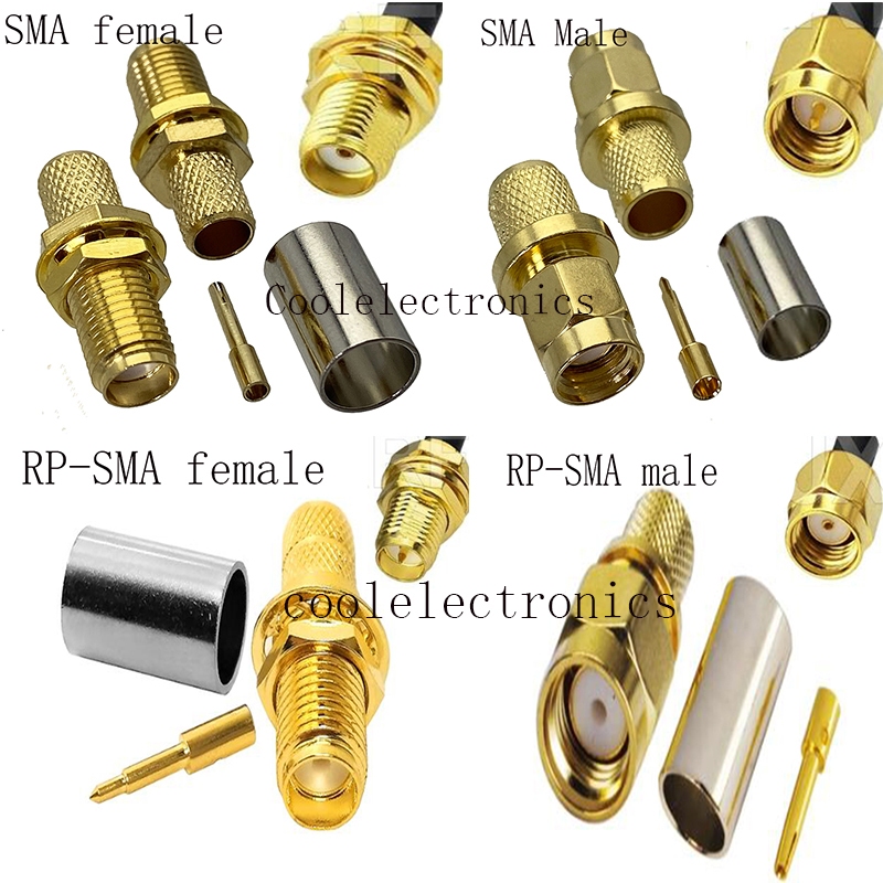 5 Chiếc SMA Nữ / Nam RP-SMA Nam / Nữ Uốn Cáp Adapter Kết Nối Cho RG8X RG-8X LMR240 50-4 Đầu Nối Cáp 