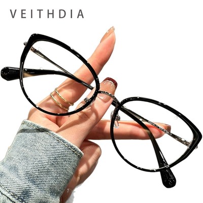 Kính mát retro nữ mắt mèo VEITHDIA, siêu nhẹ và chống ánh sáng xanh, model TQ5740