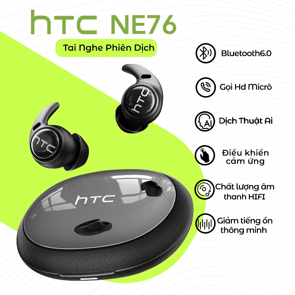 HTC NE76 Tai Nghe Phiên Dịch Al Tai nghe không dây dịch thời gian thực thông minh Bluetooth 6.0 có  Tai nghe kinh doanh có Mic chống nước IPX5 SLEEP ASMR | BigBuy360 - bigbuy360.vn