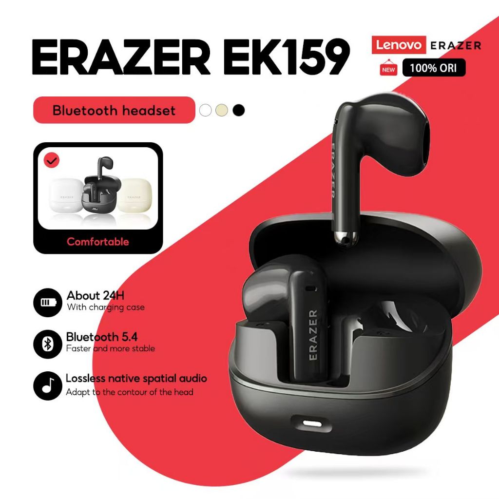 Tai nghe Lenovo ERAZER EK159 Tai nghe không dây thực sự HD Stereo HIFI Độ trễ thấp có Mic Bluetooth 5.4