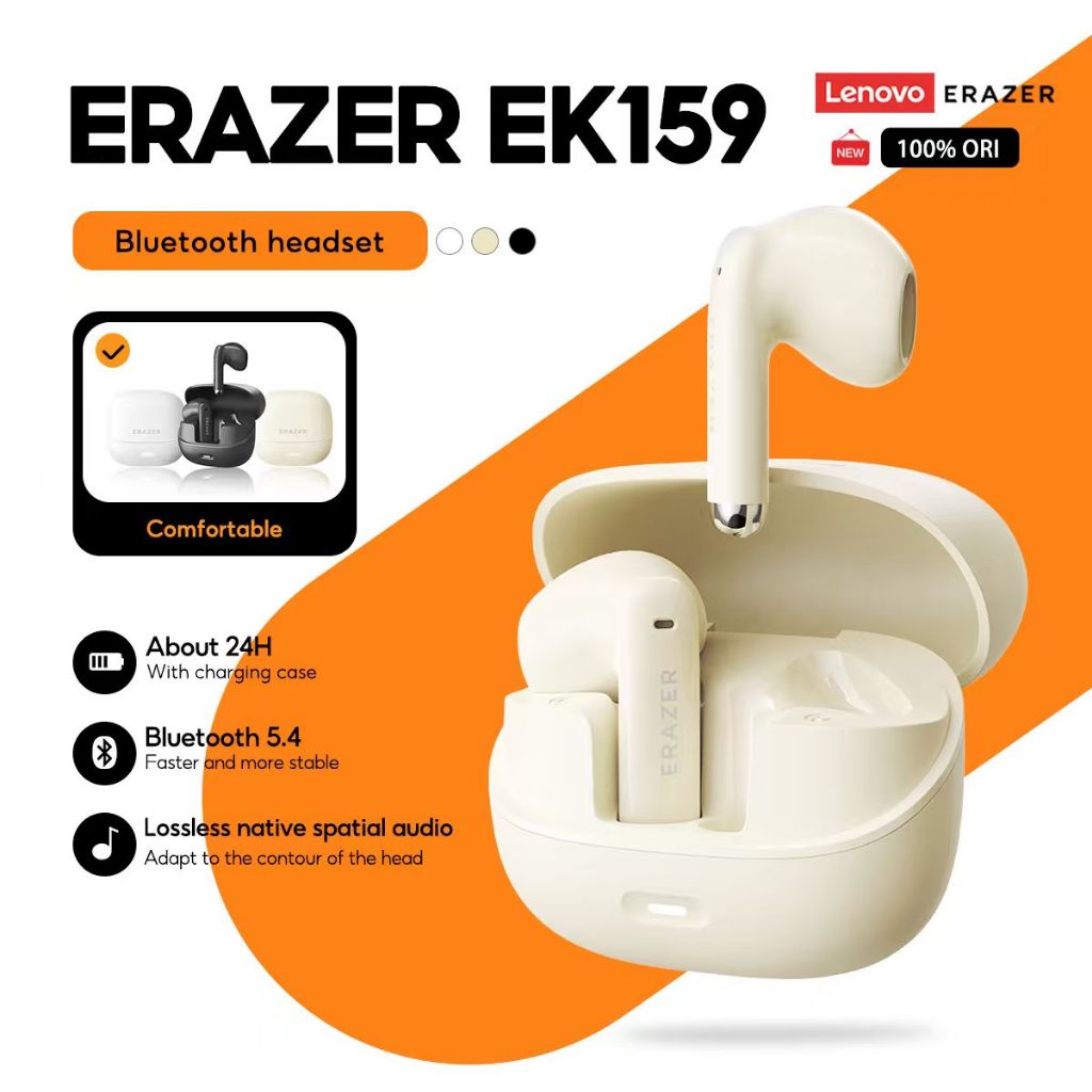 Tai nghe Lenovo ERAZER EK159 Tai nghe không dây thực sự HD Stereo HIFI Độ trễ thấp có Mic Bluetooth 5.4 | BigBuy360 - bigbuy360.vn
