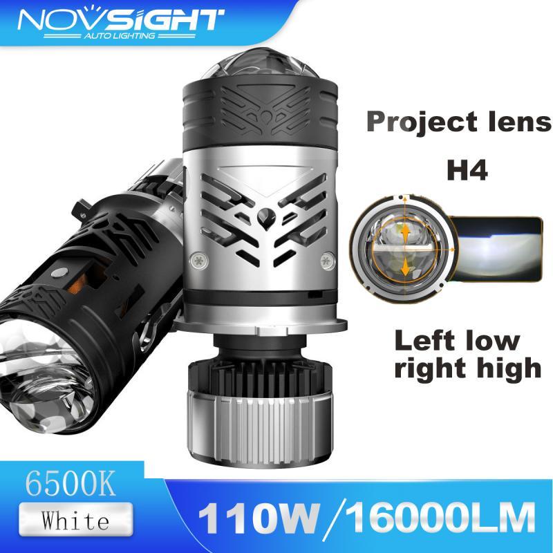 NOVSIGHT 1 Cặp Đèn Pha Máy Chiếu LED P70 Mini H4 Cho Ô Tô - 6500K Trắng DC12V