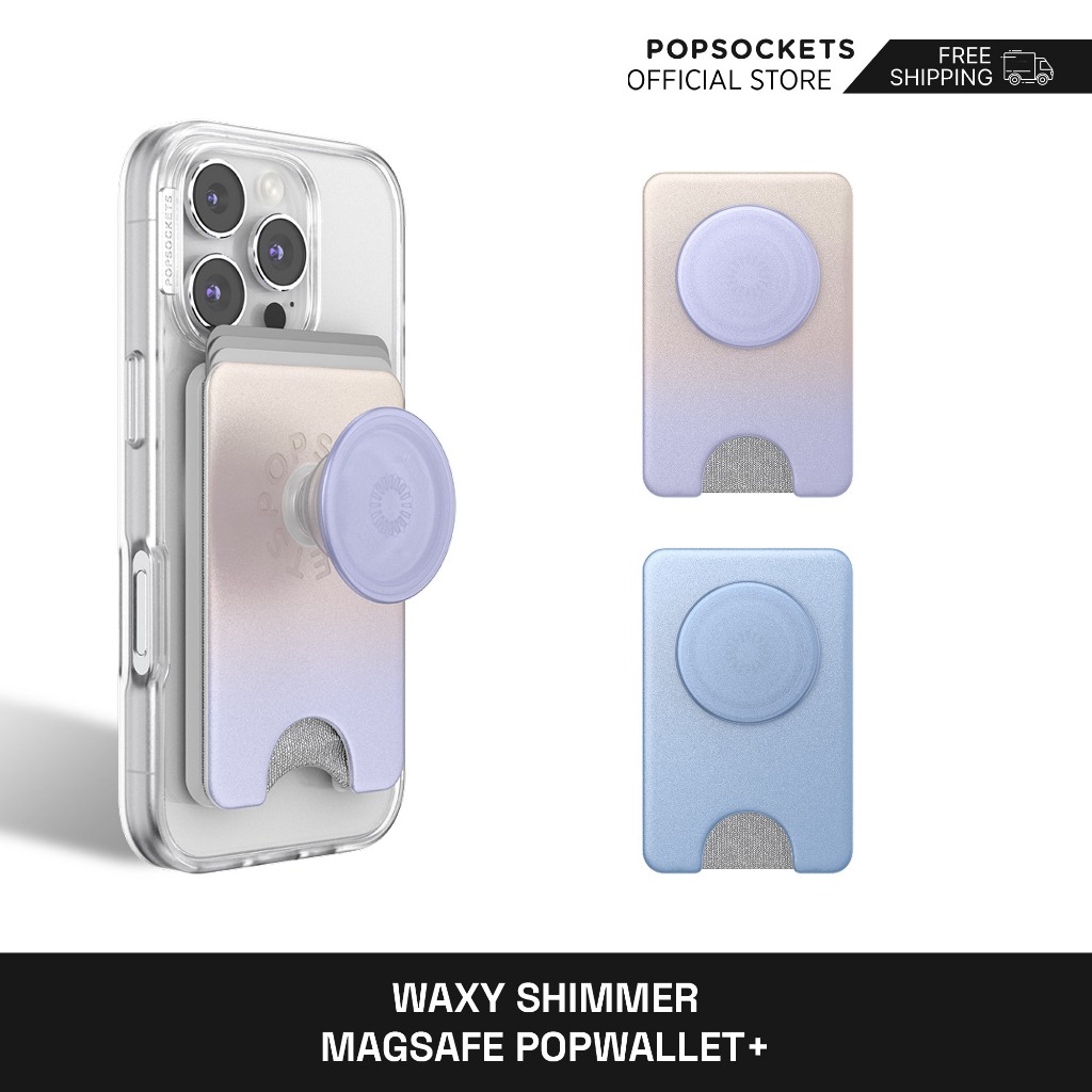 PopSockets Waxy Shimmer PopWallet+ for MagSafe | The Premium Phone Grip and Phone Wallet | MagSafe P