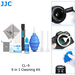 Bộ dụng cụ làm sạch chuyên nghiệp JJC 9 trong 1 cho máy ảnh DSLR và máy ảnh không gương lật có bút làm sạch ống kính / Máy thổi bụi không khí / Khăn lau làm sạch ướt / Khăn lau sợi nhỏ / Khăn lau cảm biến