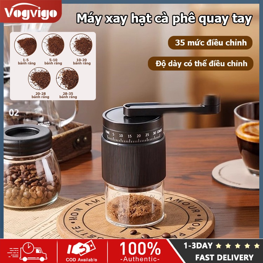 ⚡️Giao hàng tận nơi⚡️ Máy Xay Cà Phê Bên Ngoài Bằng Tay, Máy Xay Cà Phê Espresso Có Thể Điều Chỉnh 35 Bánh Răng, Máy Xay Cà Phê Lõi Mài Gốm Để Sử Dụng Tại Nhà