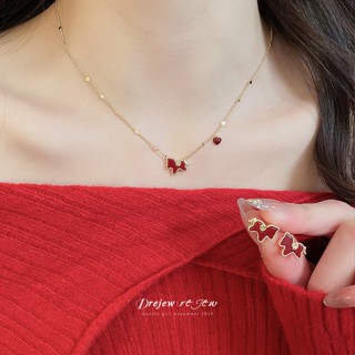 Dây chuyền và bông tai đỏ ngựa bộ phụ kiện thời trang Casual Wear