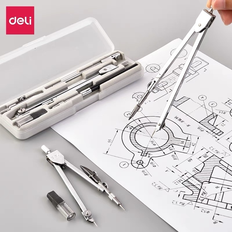 Deli Bộ Compa Kim Loại Chuyên Dụng Cho Học Sinh