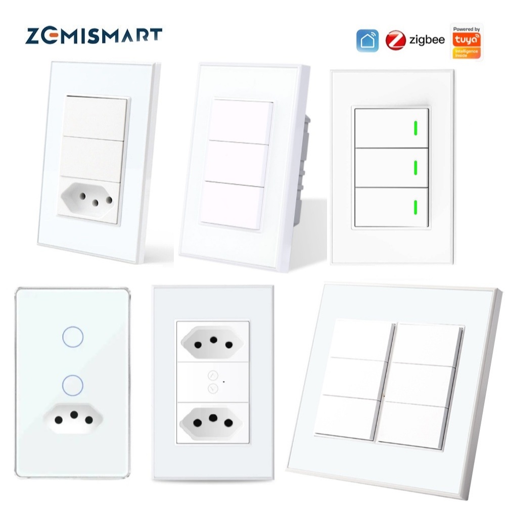 Zemismart Tuya Zigbee Smart Brazil Ổ cắm và Công tắc đèn Zigbee 1 / 2 / 3 / 6 Gangs Alexa Google Hom