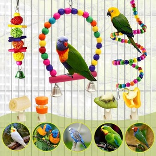 Bộ đồ chơi chim cưng, Thang gỗ Vẹt Lovebird, Xích đu, Cầu thang, Khung leo núi