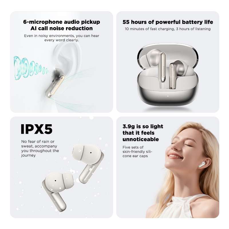 MINISO MS106 AI Translator Tai nghe không dây Bluetooth 6.0TWS In-ear ANC Giảm tiếng ồn Điều khiển cảm ứng thông minh Âm thanh HiFi với MIC | BigBuy360 - bigbuy360.vn