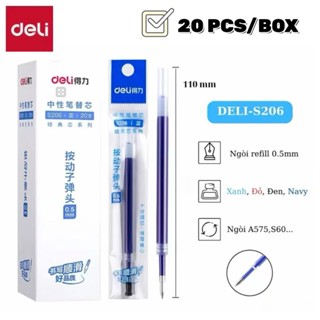 Combo 20 ruột bút gel Deli 0.5mm dùng cho bút bi nước A575/A057B/S101 lâu hết mực không gai