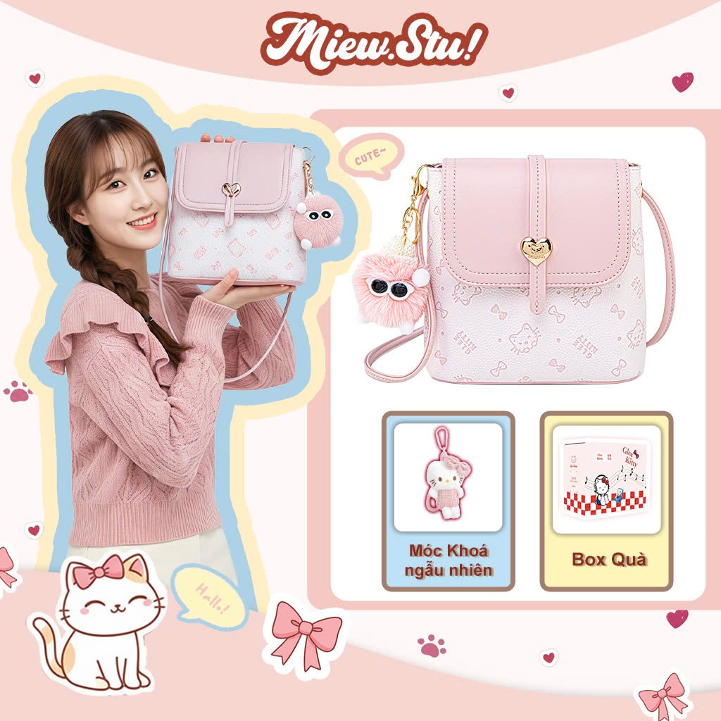 Miew.stu Túi đeo chéo nữ Glee Kitty cute, túi xách mini cao cấp basic - Phong cách trẻ trung, xinh x