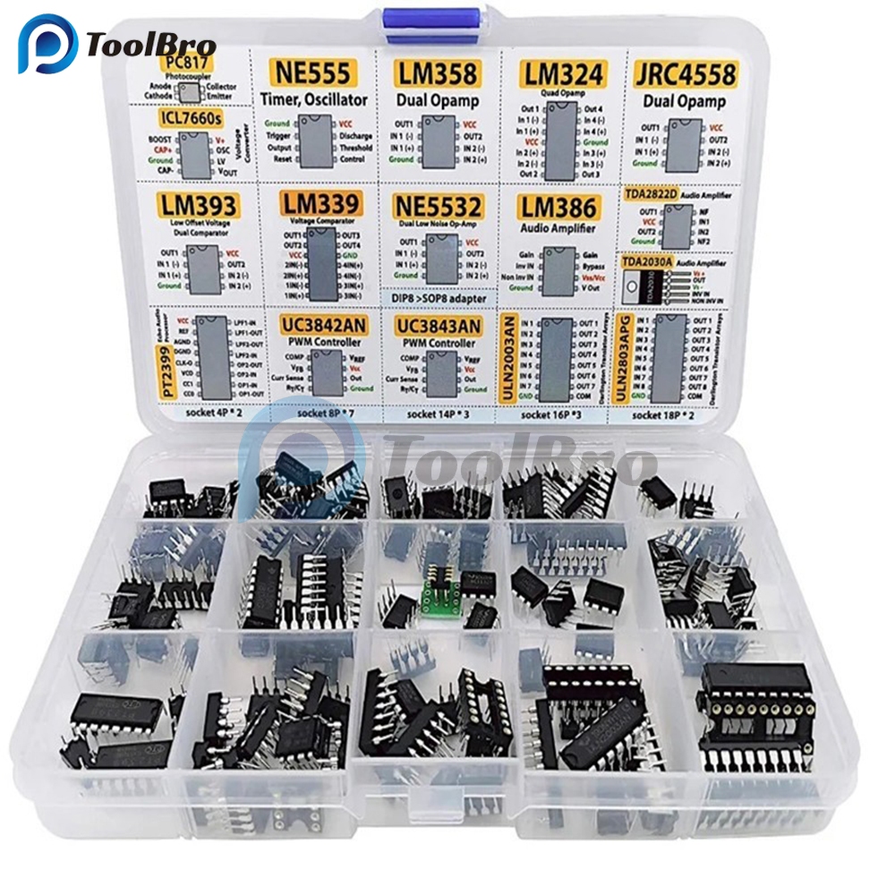 XL IC Chip Loại 150 Hộp Op Amp Dao Động PC817 NE555 LM358 324