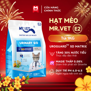 [MỚI] Hạt Cho Mèo MRVET E2 Gói 1KG Chăm Sóc Tiết Niệu Đa Chiều, 80% Đạm Động Vật Cao Cấp