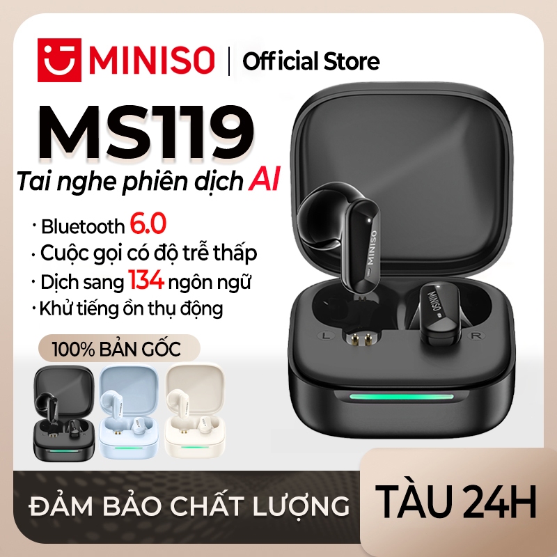MINISO MS119 Tai nghe dịch thuật AI Tai nghe Bluetooth 6.0 Hỗ trợ dịch thuật 134 ngôn ngữ Tai nghe thể thao Khử tiếng ồn Âm thanh nổi Hi-Fi Âm thanh ASMR Chống nước IPX5 | BigBuy360 - bigbuy360.vn