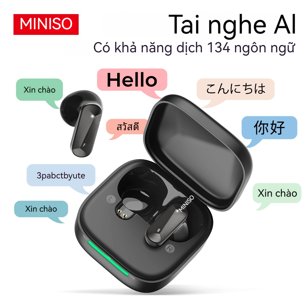 MINISO MS119 Tai nghe dịch thuật AI Tai nghe Bluetooth 6.0 Hỗ trợ dịch thuật 134 ngôn ngữ Tai nghe thể thao Khử tiếng ồn Âm thanh nổi Hi-Fi Âm thanh ASMR Chống nước IPX5 | BigBuy360 - bigbuy360.vn
