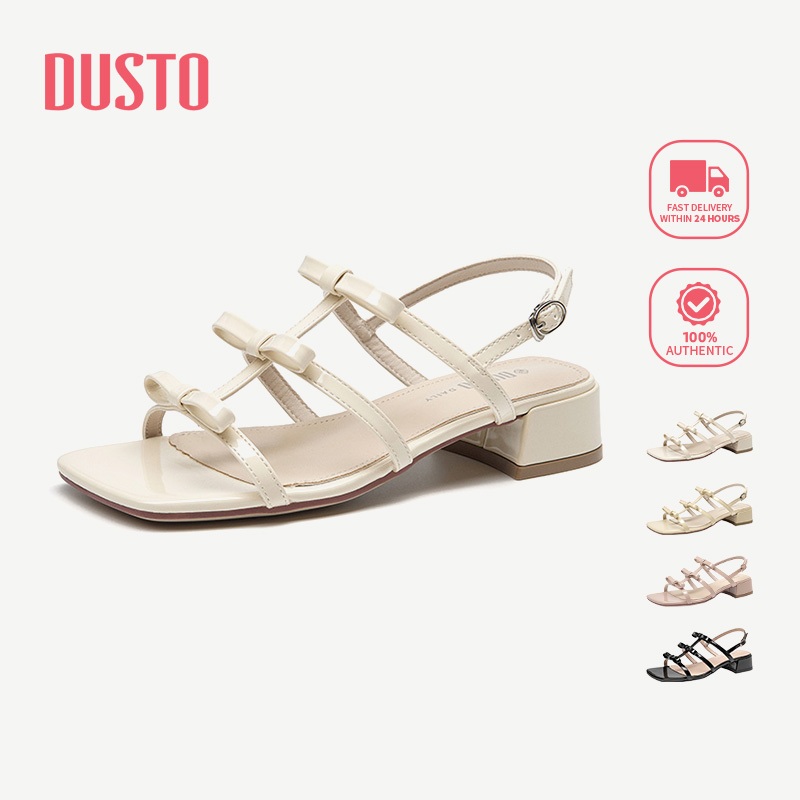 DUSTO Giày Sandal Nữ Thời Mái Giữa Gót Đơn Giản Phù Hợp Với Mũi Vuông Dép 60317 DW25X0065A