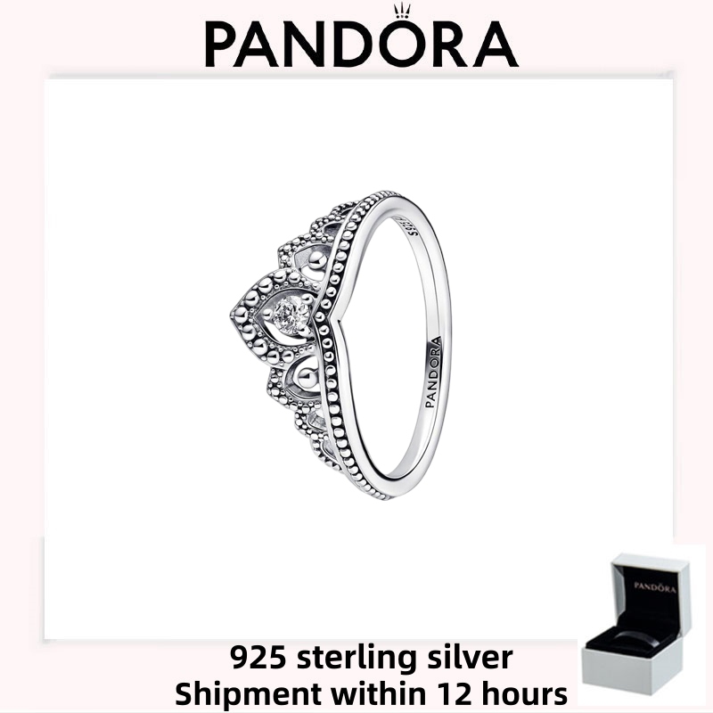 PANDORA Nhẫn Tiara đính cườm bạc S925 chính hãng