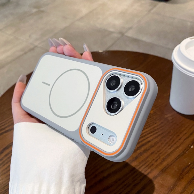 Ốp điện thoại từ tính mờ hai tông màu cửa sổ lớn Phantom phù hợp cho iPhone 11 12 13 14 15 16 17 Pro Max bao gồm tất cả vỏ silicon chống rơi