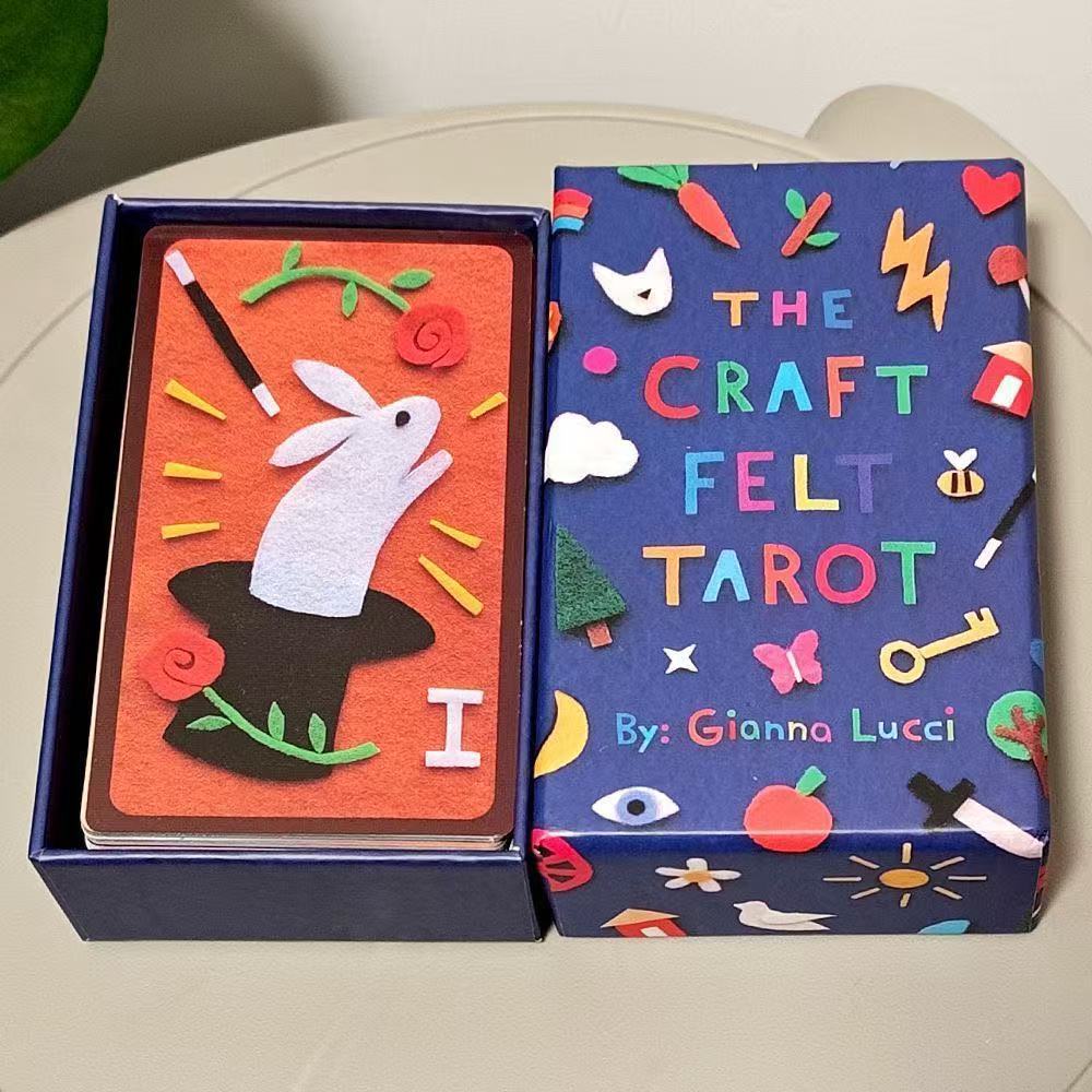 [Sẵn sàng] Heaven and Earth Cover 12 * 7cm Handmade Felt Tarot Card English Board Game Card Tarot Ha