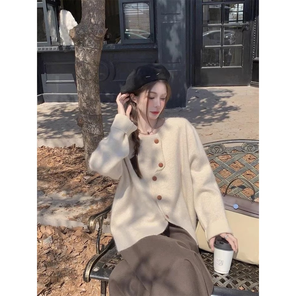 KOKONOMI Áo len Cardigan phong cách lười biếng