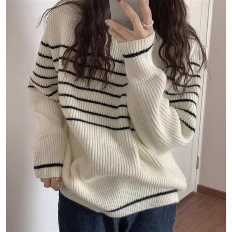 KOKONOMI Quần dệt kim sọc trắng lười biếng