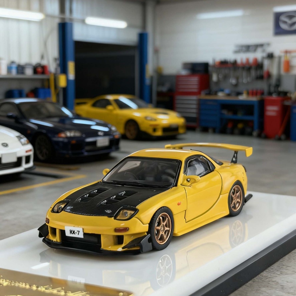 MC 1: 64 Mazda RX7 RX-7 Ban Đầu D Amemiya FD3S Hợp Kim Xe Mô Hình Bộ Sưu Tập Đồ Trang Trí