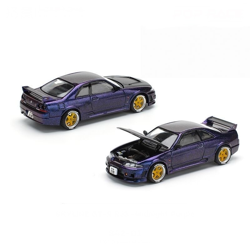 Tuoyi Pop Race 1 / 64 Nissan skyline GTR R33 Nửa Đêm Màu Tím Mô Phỏng Hợp Kim Xe Mô Hình Bộ Sưu Tập 