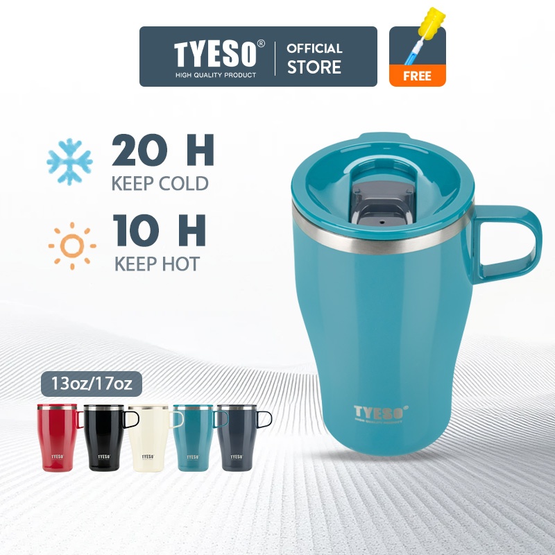 TYESO® Bình giữ nhiệt inox thép không gỉ 304 tặng bộ rửa bình Tumbler/Bottle 500ml