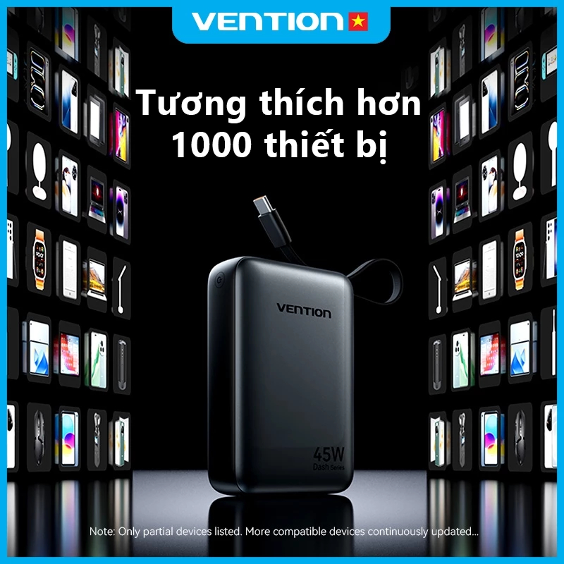 Vention Bộ Sạc Dự Phòng  20000mAh PD 45W | Sạc Nhanh Type-C PD Đa Năng | Cho iPhone 16 Pro Max & Samsung S24 Ultra | Bảo Hành Chính Hãng | BigBuy360 - bigbuy360.vn