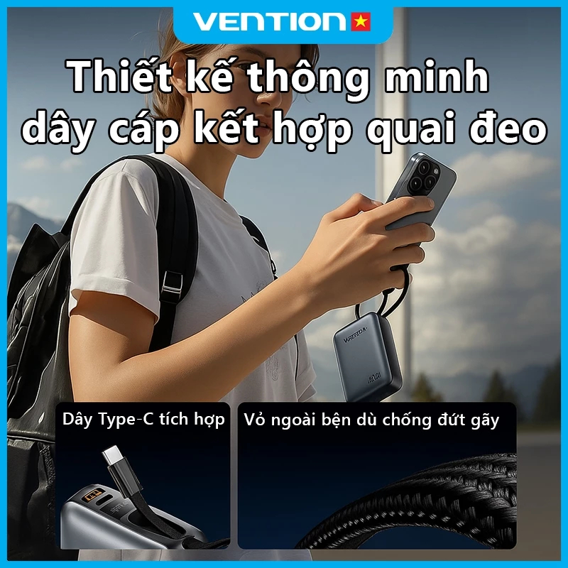 Vention Bộ Sạc Dự Phòng  20000mAh PD 45W | Sạc Nhanh Type-C PD Đa Năng | Cho iPhone 16 Pro Max & Samsung S24 Ultra | Bảo Hành Chính Hãng | BigBuy360 - bigbuy360.vn