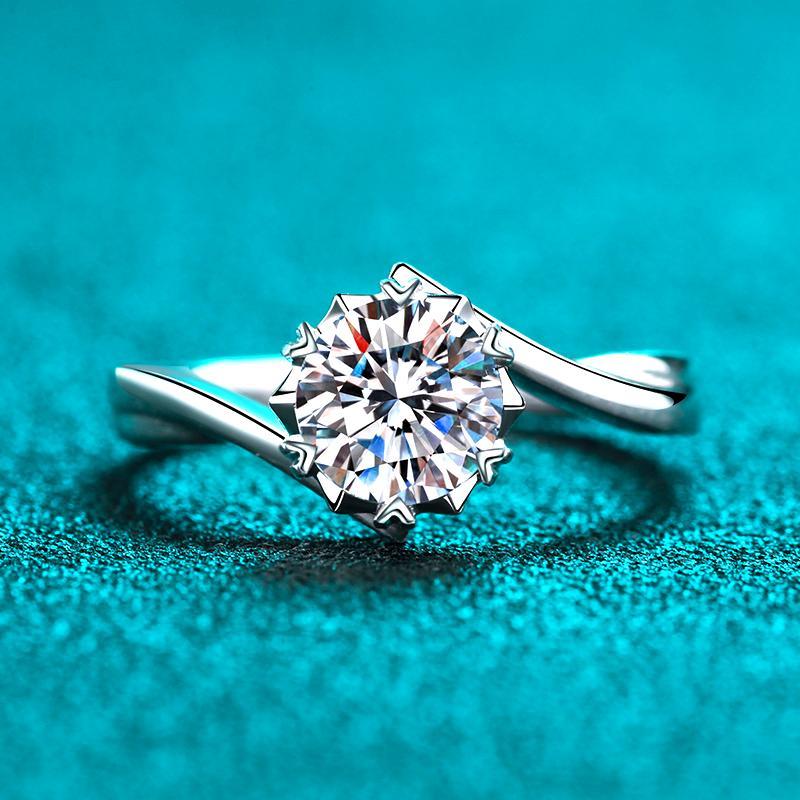 Nhẫn nữ bạc X-059 925, 0,3 Carat / 0,5 Carat / 1 Carat / 2 Carat Moissanite (Bao gồm chứng chỉ)