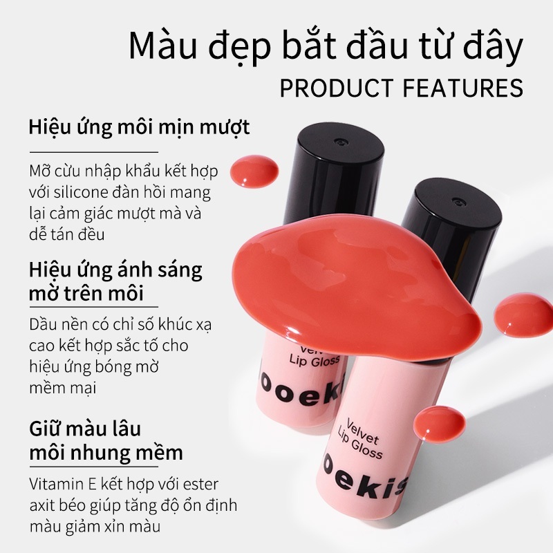 Son bóng dưỡng ẩm Mooekiss làm mờ nếp nhăn môi và lâu trôi, 1g | BigBuy360 - bigbuy360.vn