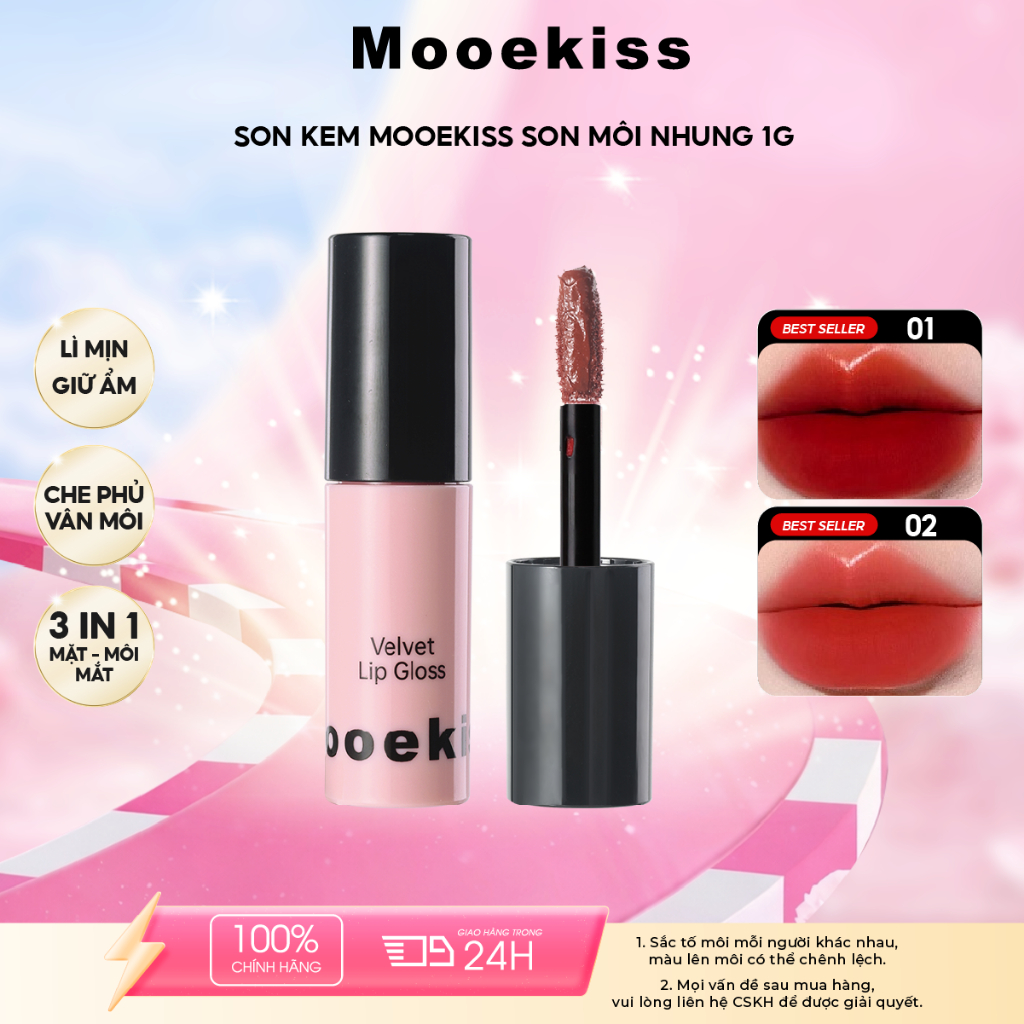 Son bóng dưỡng ẩm Mooekiss làm mờ nếp nhăn môi và lâu trôi, 1g | BigBuy360 - bigbuy360.vn