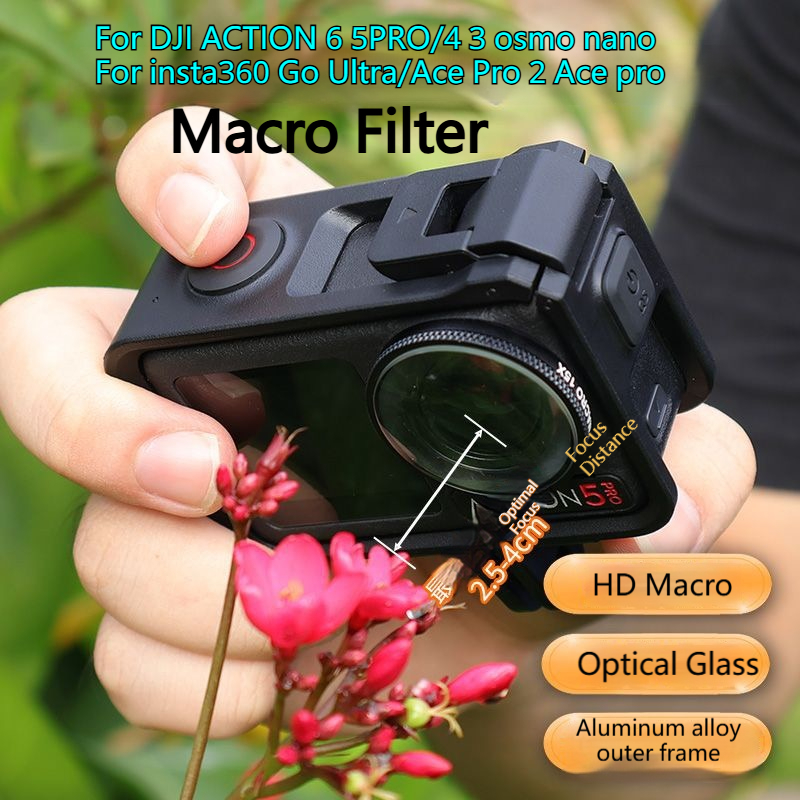 Bộ lọc ống kính Macro kính quang học JSR HD cho Insta360 Go ultra Ace Pro / Ace Pro 2 DJI Action 6 5