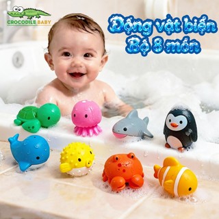 Đồ Chơi Tắm Bộ 8 Con Vật Biển Đáng Yêu Cá Mập Rùa Cá Voi Sứa Cua Cá Hề Cá Nóc Chim Cánh Cụt Chất Liệu PVC Mềm Mại An Toàn Thiết Kế Dễ Cầm Nắm Cho Bé 1-3 Tuổi Đồ Chơi Giáo Dục Phát Triển Trí Tuệ