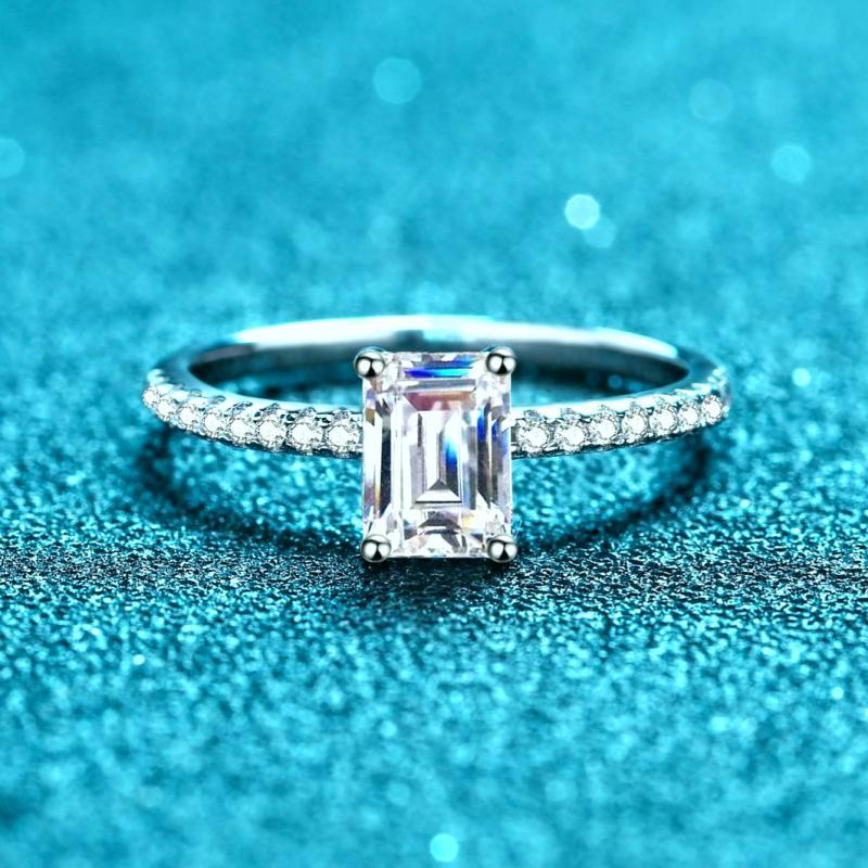 Đáy nhẫn bạc 925 moissanite 1 Carat/2 Carat, kèm chứng nhận, kích thước 5mm*7mm/6mm*8mm