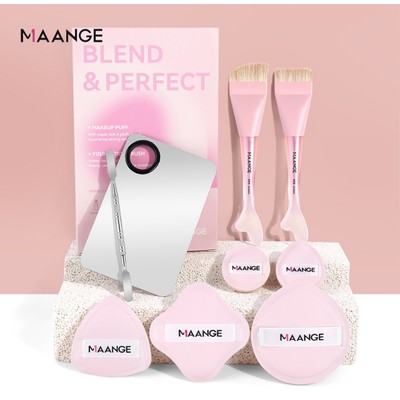 MAANGE Cọ kem nền siêu mỏng kèm 1 miếng mút trang điểm khô và ướt, Bộ quà tặng cao cấp 52099