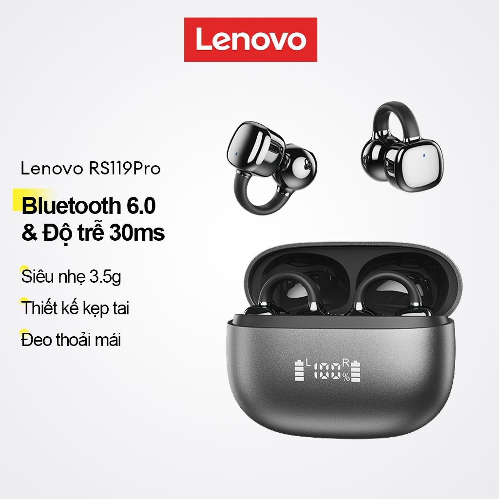 Tai nghe Bluetooth Lenovo RS119Pro và Tai nghe kẹp tai mở có Bluetooth 6.0 và 30ms Độ trễ thấp để chơi game cộng với 3,5g Thoải mái nhẹ | BigBuy360 - bigbuy360.vn