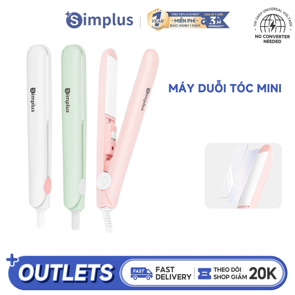 Simplus Máy Duỗi Tóc Mini Duỗi Uốn 2 Trong 1 Tiện Lợi ZFBA007 - Bảo Hành 12 Tháng