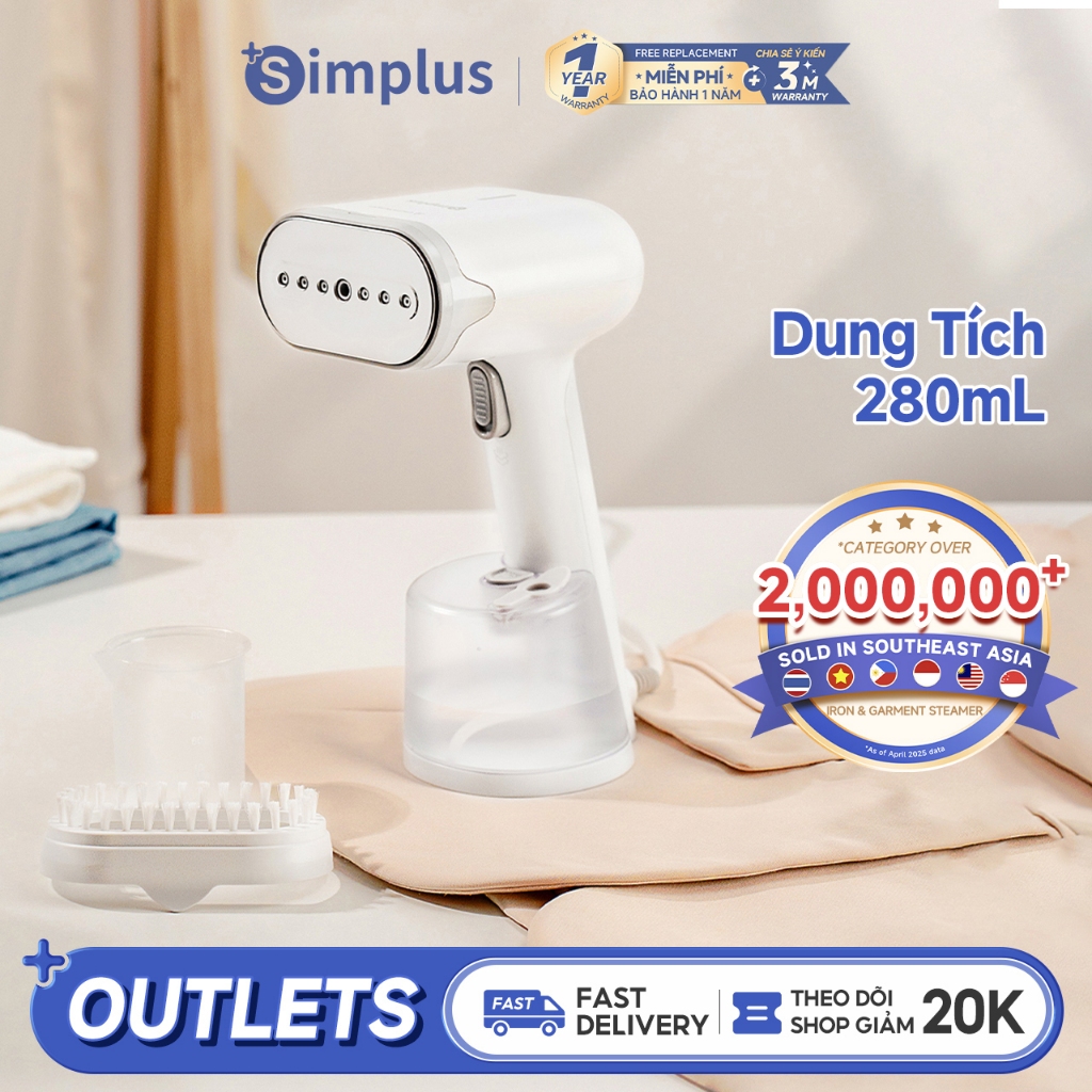 Simplus Bàn Ủi Hơi Nước Cầm Tay Hộc Nước 280mL GTJH019 - Bảo Hành 12 Tháng