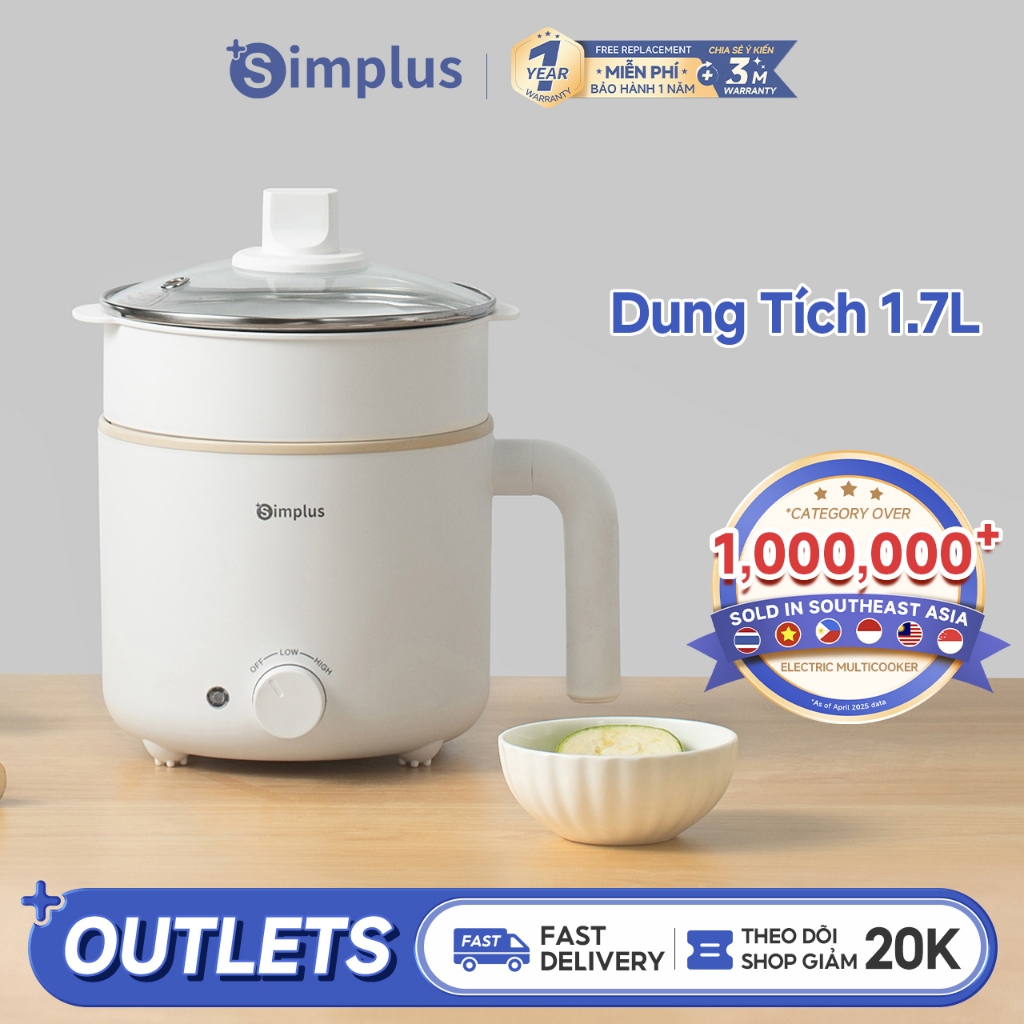 Simplus Nồi Lẩu Điện Đa Năng Dung Tích 1.5L/2L DZGH002/009/011 - Bảo Hành 12 Tháng