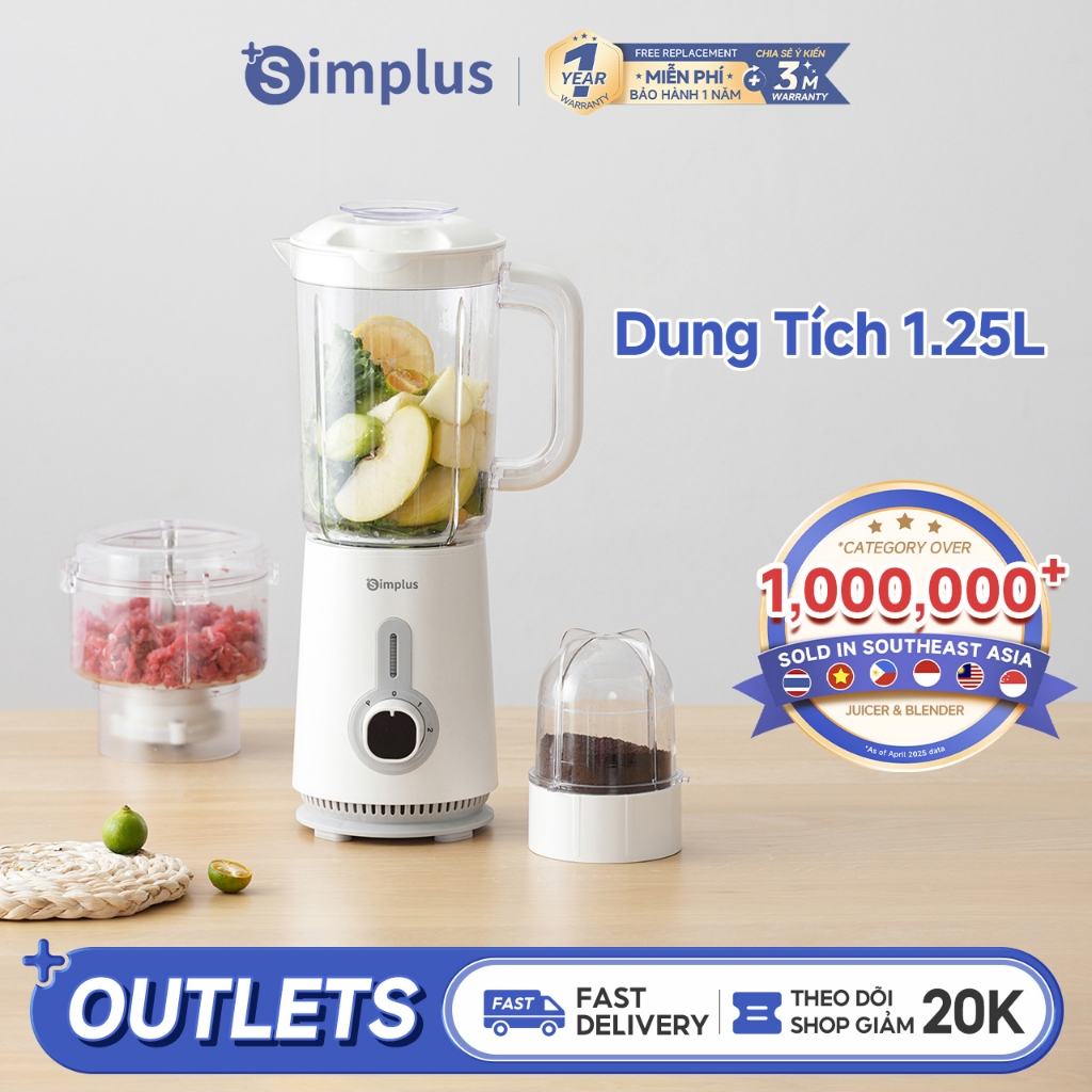Simplus Máy Xay Sinh Tố Đa Chức Năng Dung Tích 1.25L LLJH005 - Bảo Hành 12 Tháng