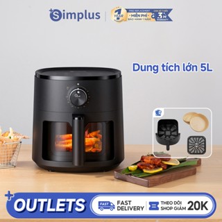 Simplus Nồi chiên không dầu 5L Sức chứa cho cả gia đình Thiết kế nhỏ gọn Tiết kiệm không gian, Đa năng, Ít dầu mỡ, Cửa sổ quan sát lớn, Ngăn châm nước 10 chế độ nấu KQZG022