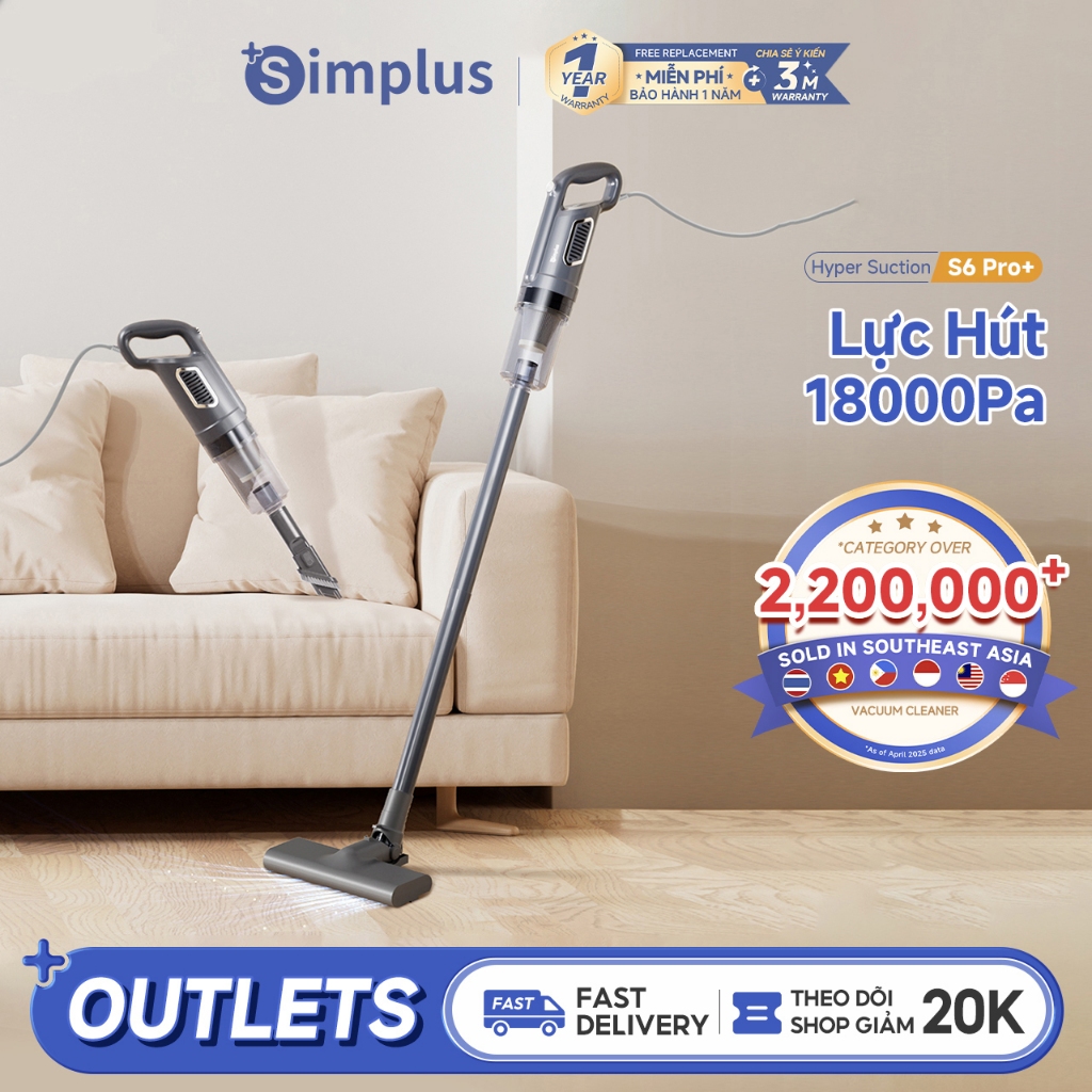 Simplus Máy Hút Bụi Công Suất 500W Lực Hút 18000Pa XCQH011 - Bảo Hành 12 Tháng