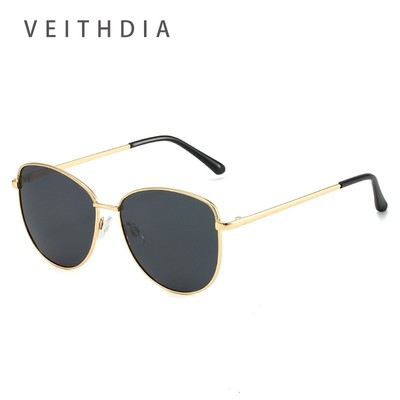 Kính râm hình bầu dục kim loại VEITHDIA, chống tia UV và phân cực, phù hợp cho người lái xe BY3795