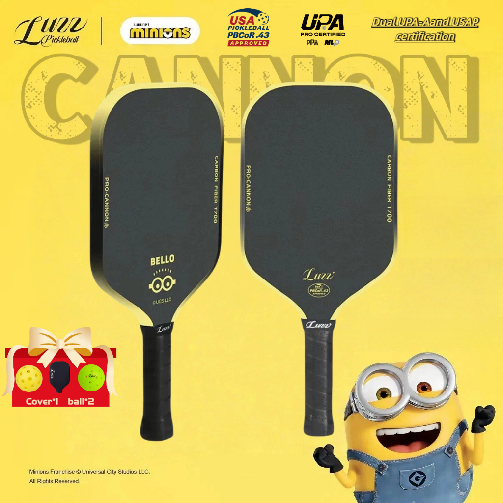 LUZZ Vợt Pickleball Minions Cannon Paddle T700 Bề Mặt Ma Sát Carbon | Đúc Nhiệt