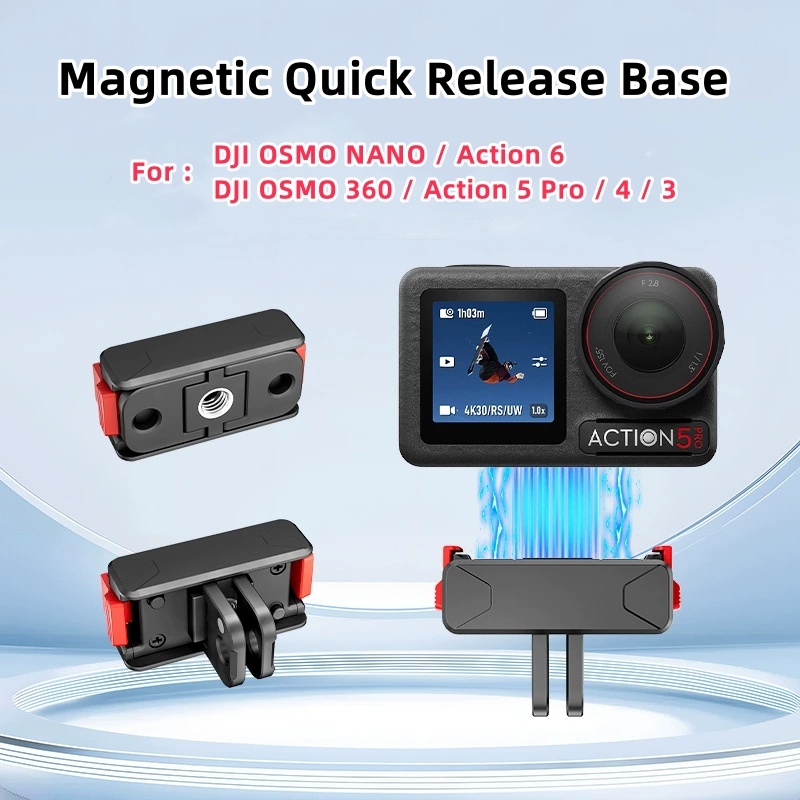 Đế nhả nhanh từ tính cho DJI OSMO Nano / 360 / Action 6 / 5 Pro / 4 / 3, Bộ chuyển đổi gắn vít hai móng & 1 / 4 "Hoạt động với chân máy, Gậy Selfie & Phụ kiện máy ảnh hành động